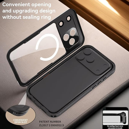 Guppy for iPhone 17 Pro Max Waterproof Magnetic Case, Built-in Screen Protector IP68 Waterproof Shockproof Dust-Proof Case[14FT Military Drop Proof] 360° Full Body Protection Sealed Case, Black