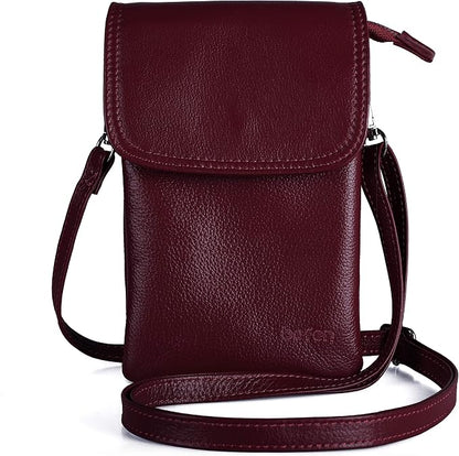 befen Genuine Leather Small Crossbody Bags for Women Cell Phone Bag Cross Body Purses,Silver Zipper