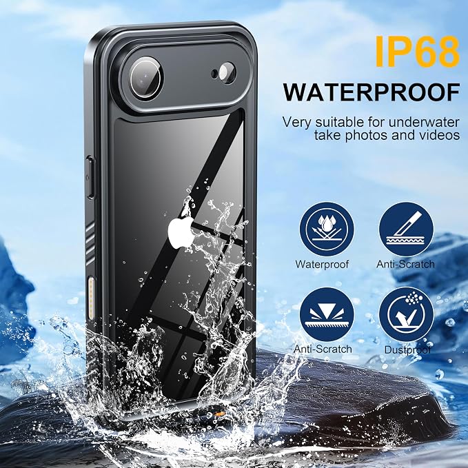 ANTSHARE for iPhone Air Case, IP68 Waterproof Shockproof Case, [Built-in Screen Protector] - 12 FT Military Dropproof - Full Body Heavy Duty Rugged Phone Cover 6.5 inches - Pink/Clear