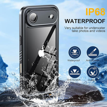 ANTSHARE for iPhone Air Case, IP68 Waterproof Shockproof Case, [Built-in Screen Protector] - 12 FT Military Dropproof - Full Body Heavy Duty Rugged Phone Cover 6.5 inches - Pink/Clear