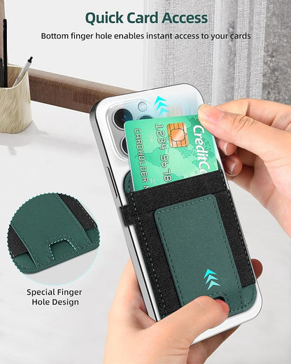 For Magsafe Wallet, Strongest Magnetic Wallet for iPhone 17/16/15/14/13/12 Series, for Magsafe Card Holder with 2 Card Slots, Magnetic Card Holder, RFID Blocking, Vegan Leather, Hold 7 Cards, Green