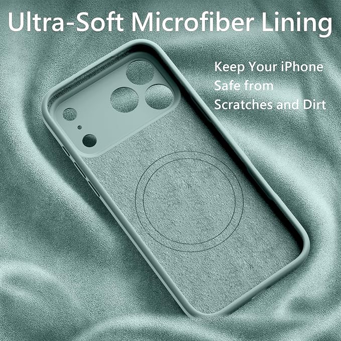 FireNova Magnetic for iPhone 17 Pro Max Case, Compatible with MagSafe, [Integrated Silicone Camera Control Button] [Camera Protection] Anti-Scratch Microfiber Lining Phone Case, 6.9", Mint Green