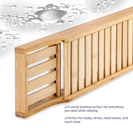 Bamboo Large 28.7" Long Slatted Bathtub Tray - By Trademark Innovations (Pack of 2)