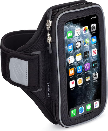 Sporteer Entropy E8 Padded Running Armband - Contoured Memory Foam Support for iPhone 17/16/15 Pro Max & Plus, Galaxy S26+/S25+, Pixel 10/9 Pro XL & Most Phones Up to 165mm - Fits Large Cases