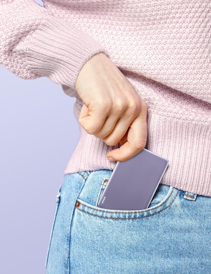 RORRY for Magsafe Portable Charger, 5000mAh Magnetic Power Bank, Violet | 0.3" Ultra Slim, 18W Wireless Fast Charging, Alloy-Made, Battery Pack for iPhone 17/16/15 Plus Pro Max