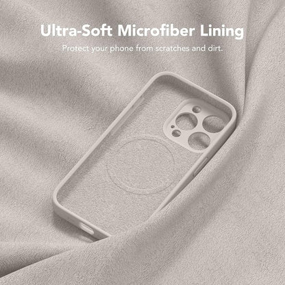 Magnetic for iPhone 15 Pro Case, Compatible with MagSafe, [Full Camera Protection][Screen Protector] Silicone Shockproof Protective Phone Case for iPhone 15 Pro 6.1", Stone