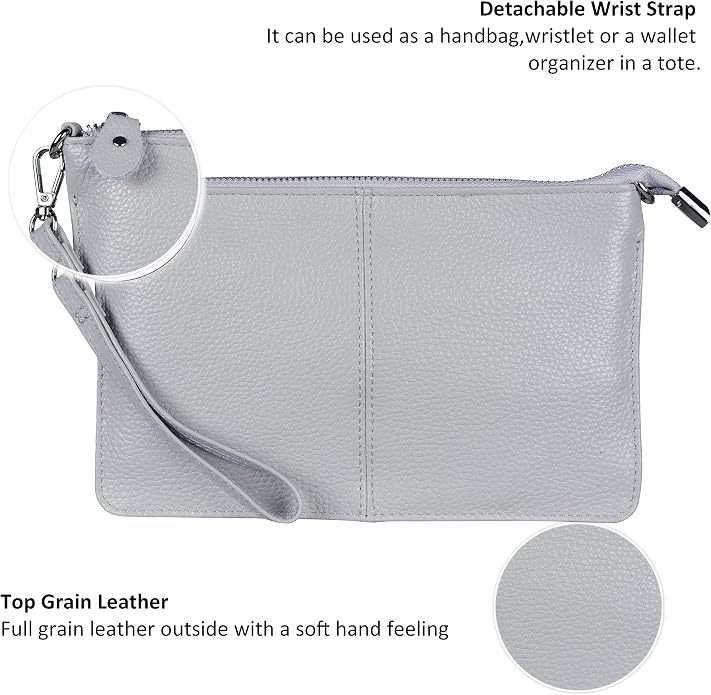 befen Genuine Leather Wristlet Clutch Wallet Purses Small Crossbody Bags for Women with RFID Blocking Card Slots