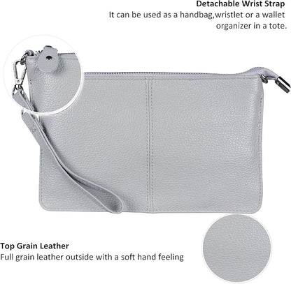 befen Genuine Leather Wristlet Clutch Wallet Purses Small Crossbody Bags for Women with RFID Blocking Card Slots