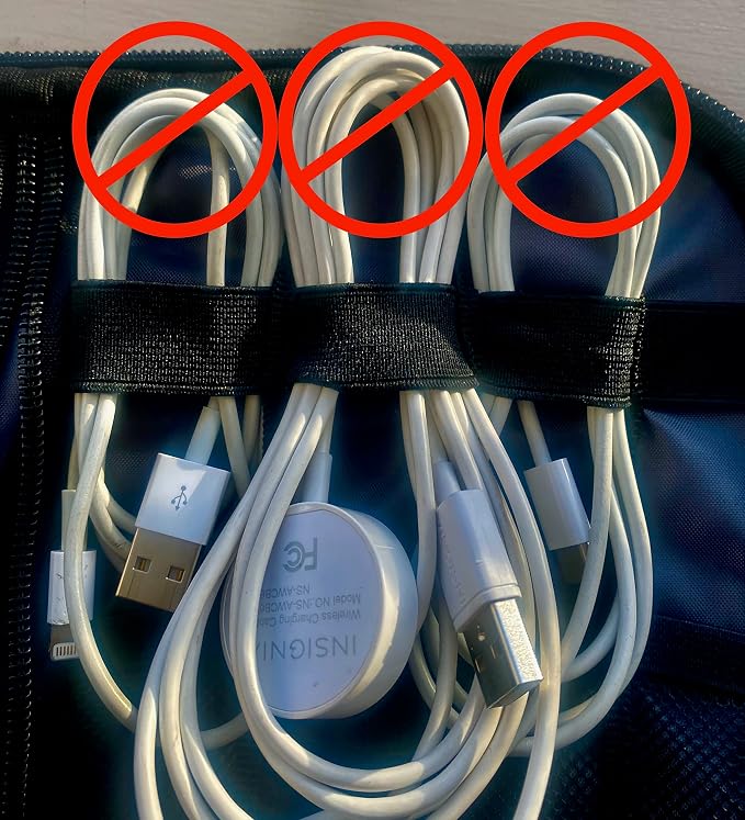 USB Cable Organizer Pouches, Color Coded Travel Cable Management Bags, 10 Pack