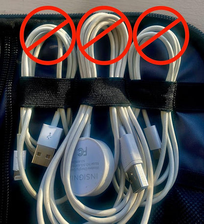 USB Cable Organizer Pouches, Color Coded Travel Cable Management Bags, 10 Pack
