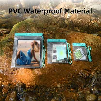 YUMQUA Clear Waterproof Bag, Waterproof Document Pouch Passport Holder Water Tight Map Case Waterproof Pouch Water Proof Small Dry Bags for Kindle Phone Tablet Camera, Kayak Boat PaddleBoard