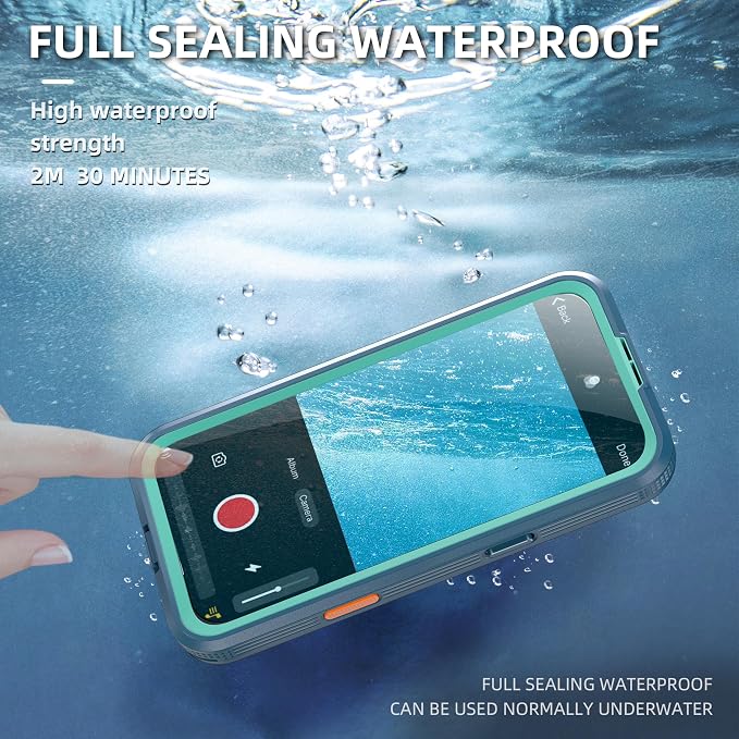 Omio for iPhone 16 Plus Waterproof Case Compatible with MagSafe, Magnetic Waterproof Full Body IP68 Underwater Case Built-in Screen Protector Military Grade Shockproof Case for Men Women Teal