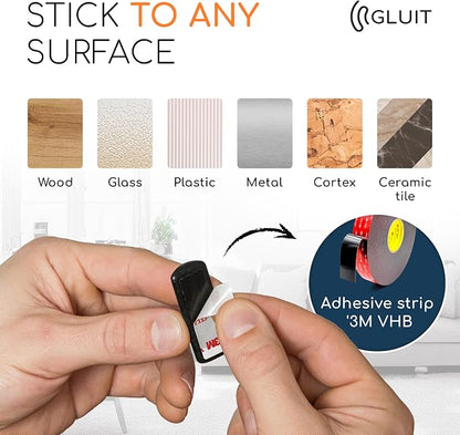 GLUIT Cord Organizer for Desk, Cable Holder for Nightstand, Charger Organizer, Adhesive Desktop Wire Clips, Multislot Cable Management, Table Organizer Accessories - 5 Pack, 15 Slots, Black