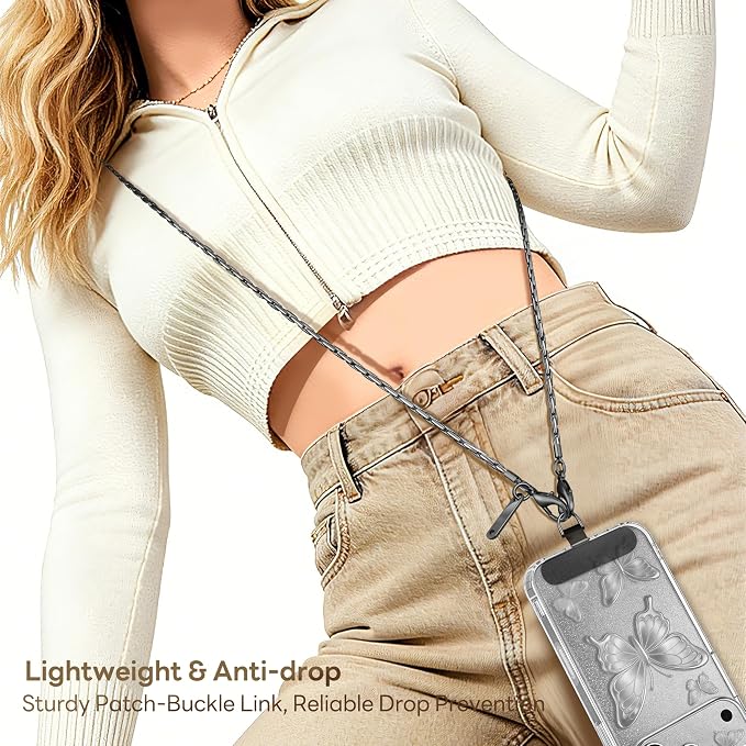 Phone Lanyard for Cellphone Case Crossbody Strap Detachable Phone Charms Strap Anti Theft Necklace Holder for iPhone For Women (black)