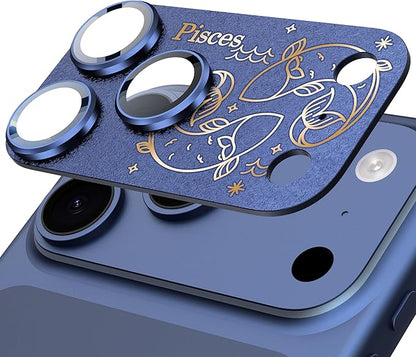 Compatible for iPhone 17 Pro Camera Lens Protector, Pisces Pattern, Drop Protection, Anti Scratch Full-Coverage, AR 360-Degree Protection, Camera Transmfttance HD, Easy Installation, Dark Blue