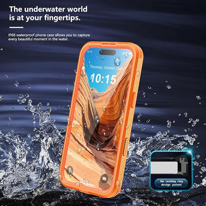 GOLDJU Magnetic for iPhone Air Case-Waterproof, Built-in Screen & Camera Protector-IP68 Underwater Full Body 16FT Military Dropproof Shockproof Case for iPhone 17 Air 6.5''- Orange
