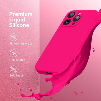 Magnetic for iPhone 13 Pro Max Case, Compatible with MagSafe, [Full Camera Protection][Screen Protector] Silicone Shockproof Protective Phone Case for iPhone 13 Pro Max 6.7", Hot Pink