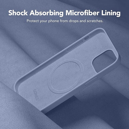 GONEZ Magnetic for iPhone 12 Case / 12 Pro Case, Compatible with MagSafe, [Screen Protector + Camera Lens Protector], Silicone Shockproof Anti-Scratch Protective Phone Case 6.1 inch, Lavender Gray