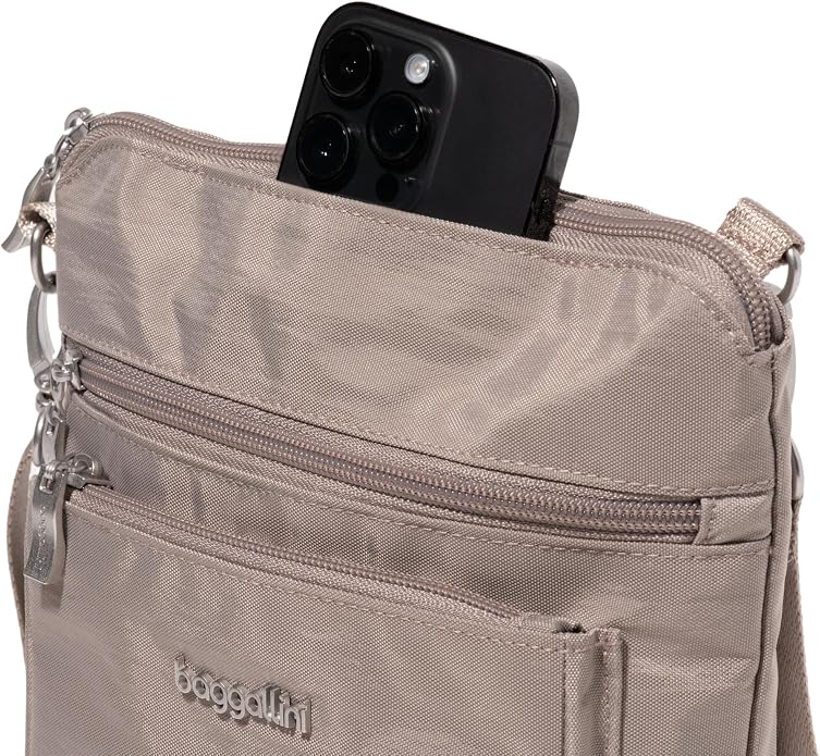 Baggallini Modern Pocket Crossbody Bag for Women, 8.5"x8.5" Handbag Purse with RFID, Lightweight Water-Resistant