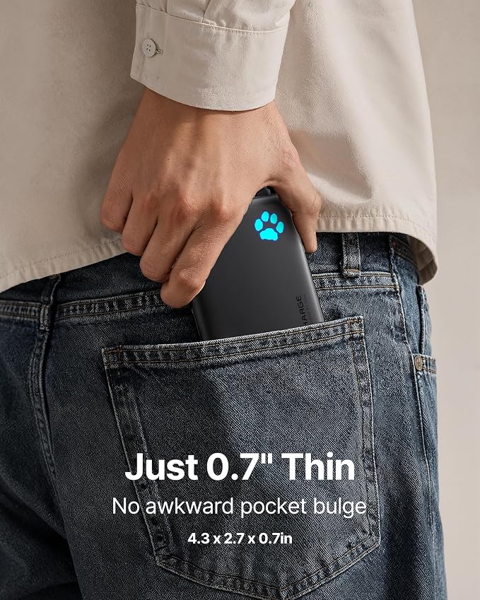 INIU Portable Charger with Flashlight, 45W Fast Charging Tablet Power Bank with USB C Cable, 10000mAh Powerbank, Battery Pack for iPhone 17 16, iPad, Samsung S25 etc Travel Essential, Emergency Light