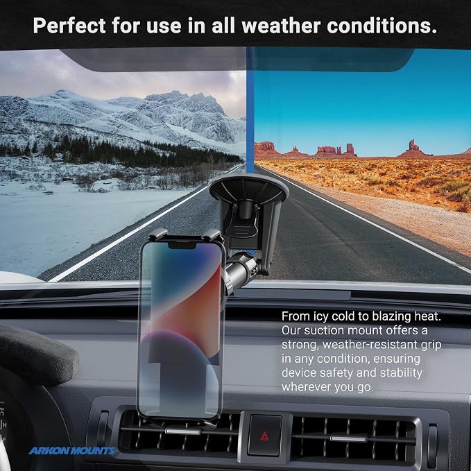 ARKON Mounts - Phone Mount for Car | Car Phone Holder With Windshield Suction | Secure spring holder expands up to 7.25 inches | For iPhone, Samsung, Google, Huawei, Nokia, other Smartphones