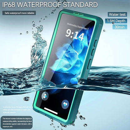 Guppy for Galaxy S25 Ultra Magnetic Waterproof Case, Built-in Screen Protector [IP68 Waterproof][14FT Military Drop Proof] 360° Full Body Protection Dustproof Shockproof Heavy Duty Rugged Case, Cyan
