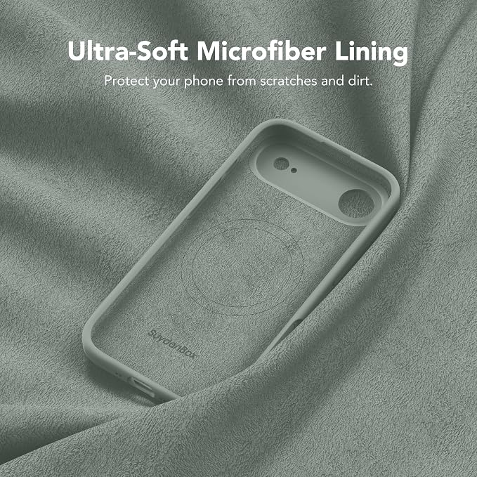 Magnetic for iPhone Air Case, Compatible with MagSafe, [Full Camera Protection][Screen Protector] Silicone Shockproof Protective Phone Case for iPhone 17 Air 6.5", Calke Green