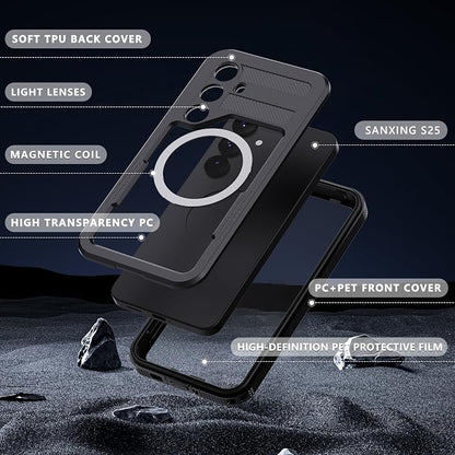 Compatible with Samsung Galaxy S25 Case Waterproof,Built-in Lens & Screen Protector,Military Grade Shockproof Full Body Protection Rugged Case for Galaxy S25 6.2 inches(Black)