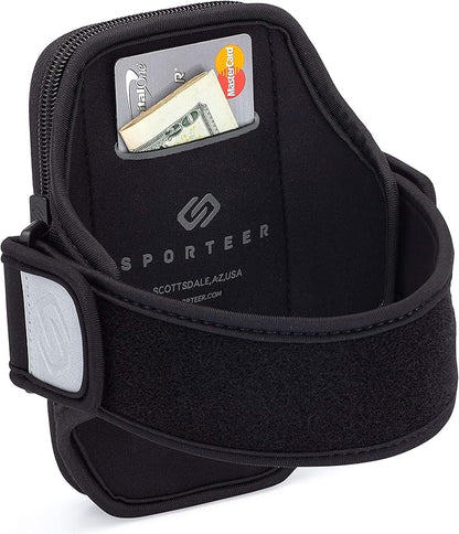 Sporteer Velocity V8 Running Armband - Fits Large Cases - Slim No-Bounce Holder for iPhone 17/16/15 Pro Max & Plus, Galaxy S26+/S25+, Pixel 10 Pro XL - Large-Format Modular Fitness Case