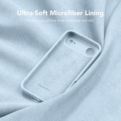 Magnetic for iPhone Air Case, Compatible with MagSafe, [Full Camera Protection][Screen Protector] Silicone Shockproof Protective Phone Case for iPhone 17 Air 6.5", Light Blue