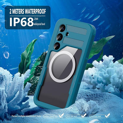 Omio Designed for Galaxy S25 Waterproof Case Compatible with MagSafe, Magnetic Waterproof Full Body IP68 Underwater Case Built-in Screen Protector Military Grade Shockproof Case for Men Women Teal