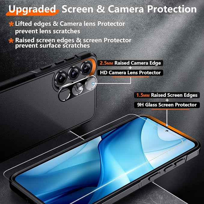 Red2Fire for Samsung Galaxy S25 Case, [Military Grade Drop Protection] Heavy Duty Full Body Shockproof Protection Non-Slip Phone Case for S25 Case 6.2 inch,Black