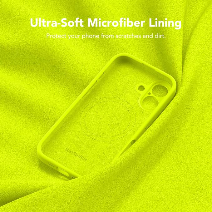 Magnetic for iPhone 17 Case, Compatible with MagSafe, [Full Camera Protection][Screen Protector] Silicone Shockproof Protective Phone Case for iPhone 17 6.3", Fluorescent Green