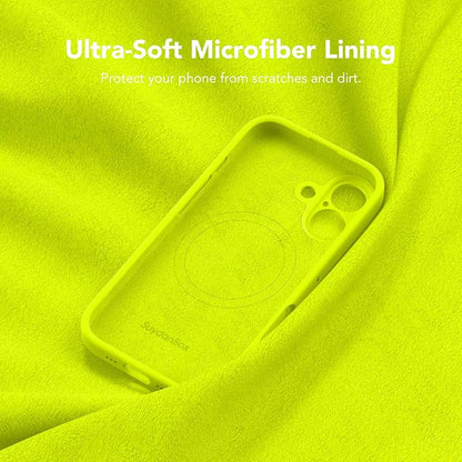 Magnetic for iPhone 17 Case, Compatible with MagSafe, [Full Camera Protection][Screen Protector] Silicone Shockproof Protective Phone Case for iPhone 17 6.3", Fluorescent Green
