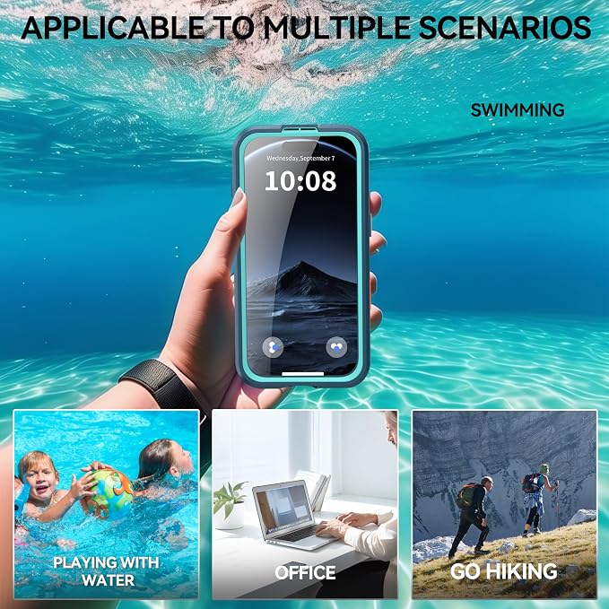 Losin Compatible with iPhone 17 Air Waterproof Case, [Compatible with MagSafe] [Built-in Screen Protector], Full Body Protection Military Grade Shockproof Case, Teal