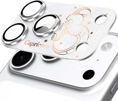 Compatible for iPhone 17 Pro Max Camera Lens Protector, Capricorn Pattern, Drop Protection, Anti Scratch Full-Coverage, AR 360-Degree Protection, Camera Transmfttance HD, Easy Installation, Silver