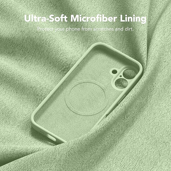 Magnetic for iPhone 16 Plus Case, Compatible with MagSafe, [Full Camera Protection][Screen Protector] Silicone Shockproof Protective Phone Case for iPhone 16 Plus 6.7", Matcha