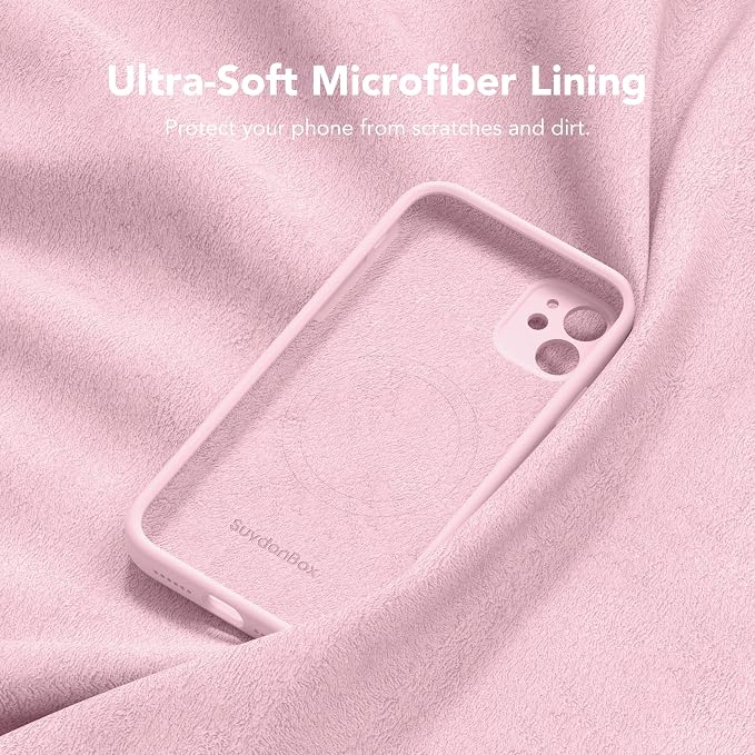 Magnetic for iPhone 11 Phone Case Silicone, Compatible with MagSafe, [Full Camera Protection][Screen Protector] Slim Shockproof Protective Case for iPhone 11 6.1", Chalk Pink