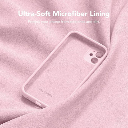 Magnetic for iPhone 11 Phone Case Silicone, Compatible with MagSafe, [Full Camera Protection][Screen Protector] Slim Shockproof Protective Case for iPhone 11 6.1", Chalk Pink