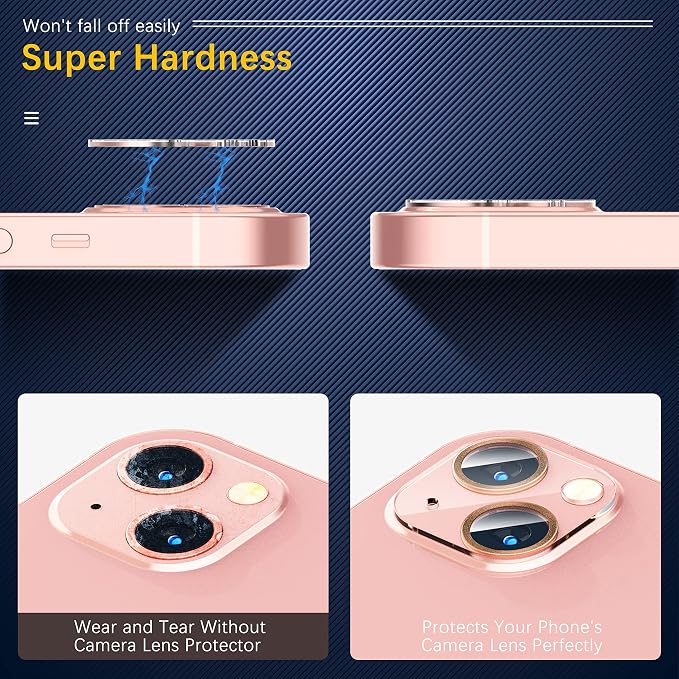 UniqueMe [3 Pack] Compatible with iPhone 13 6.1" / iPhone 13 Mini 5.4" Camera Lens Protector Tempered Glass, [Case Friendly][New Version][Scratch-Resistant][Easy Installation] - Gold Circle