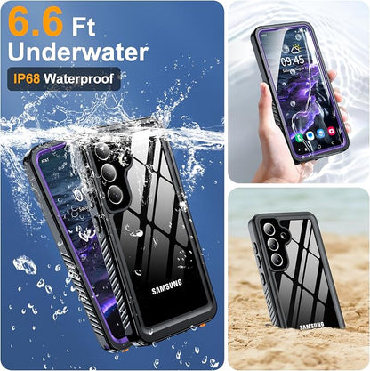 for Samsung Galaxy S25 Case, IP68 Waterproof with Built-in Screen&Lens Protector [14FT Military Shockproof] Full Body Heavy Duty Protective Phone Case for S25 5G, Purple