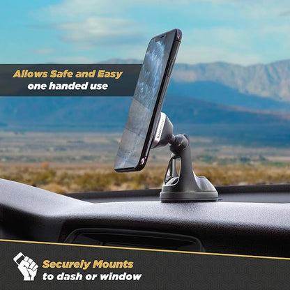 Scosche MM2WDSR-SP MagicMount Pro Magnetic Car Phone Holder - Strong Magnet Mount for iPhone and Android - Secure Magnetic Cell Phone Mount for Car Window or Dash - Universal 360° Adjustable Head