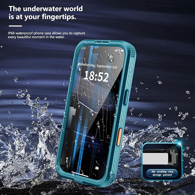 GOLDJU 2025 New Magnetic for iPhone 17 Pro Case-Waterproof, Built-in Screen & Camera Protector-IP68 Underwater Full Body 16FT Military Dropproof Shockproof Case for 17 Pro 6.3''- Blue