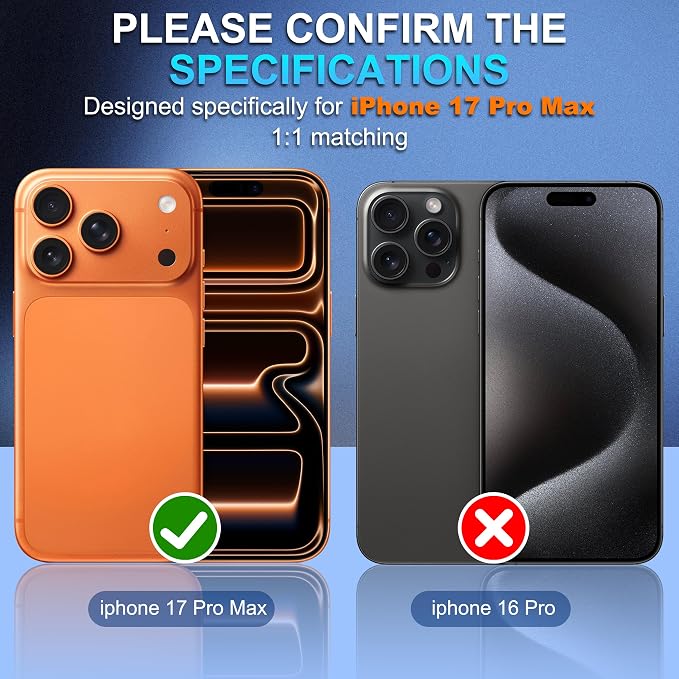 Suoman for iPhone 17 Pro Max Camera Lens Protector, [All-in-one Diamond] [Strong-Adhesion] Metal Frame Tempered Glass Camera Lens Cover -Orange