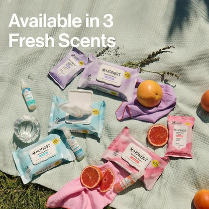 The Honest Company Fragrance-Free Sanitizing Alcohol Wipes, Antibacterial, Safe for Hands Kills 99% of Germs, Made With Aloe, 100 Count, (2 Packs 50)