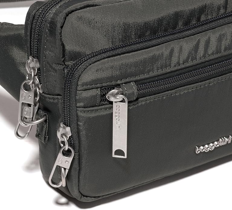 Baggallini Securtex Anti-theft Belt Bag 8.8"x5.5" Crossbody Fanny Pack for Women RFID Wallet Locking Zipper Travel Purse