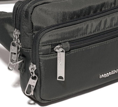 Baggallini Securtex Anti-theft Belt Bag 8.8"x5.5" Crossbody Fanny Pack for Women RFID Wallet Locking Zipper Travel Purse