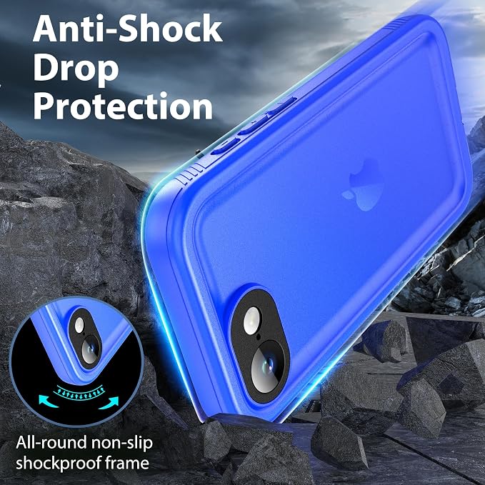 SPORTLINK for iPhone 16e/17e Waterproof Phone Case - Built in Screen & Camera Lens Protector,6.6FT Military Dropproof/Shockproof/Dustproof/IP68 Underwater for iPhone 16e/17e 6.1 inch Frosted Blue