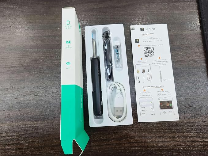 Ear Wax Removal Tool Camera, R1 Upgraded Anti-Fall Off Eartips Ear Cleaner, Wireless Otoscope with 1080P Waterproof Ear Camera, Earwax Removal Kit for iPhone, Android, Black