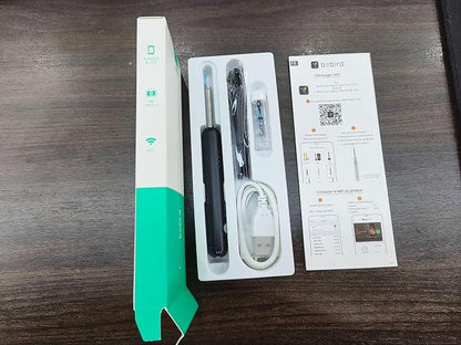 Ear Wax Removal Tool Camera, R1 Upgraded Anti-Fall Off Eartips Ear Cleaner, Wireless Otoscope with 1080P Waterproof Ear Camera, Earwax Removal Kit for iPhone, Android, Black